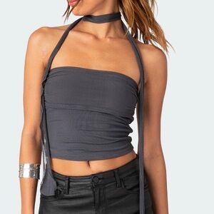 Edikted Two Piece Gathered Mesh Scarf Tube Top (M)
